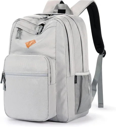 Vista 8 de ZORFIN - Mochila de 26 litros para la escuela, universidad y viajes, impermeable, con 8 compartimentos, Verde militar, Moderno