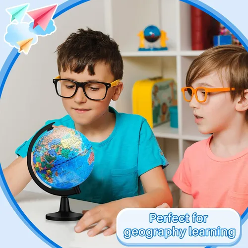 Vista 4 de Meooeck 12 globos del mundo con soporte de 4.6 pulgadas, globo geográfico del mundo a granel para niños, estudiantes, aprendizaje educativo, aula