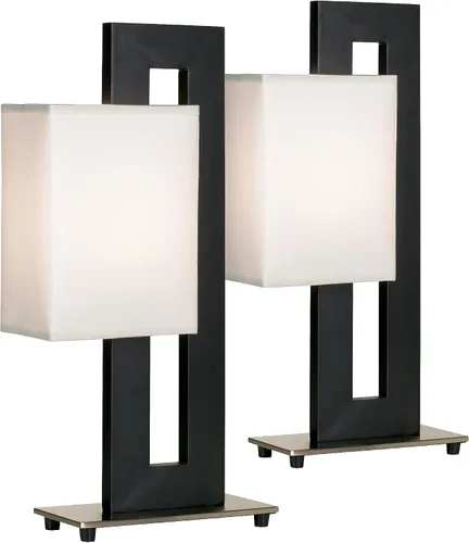 Vista 10 de 360 Lighting Lámpara de Mesa de Acento Moderna de 20.5" de Alto Color Bronce Marrón Espresso Rico Base de Metal Rectangular Abierta Pantalla de Caja