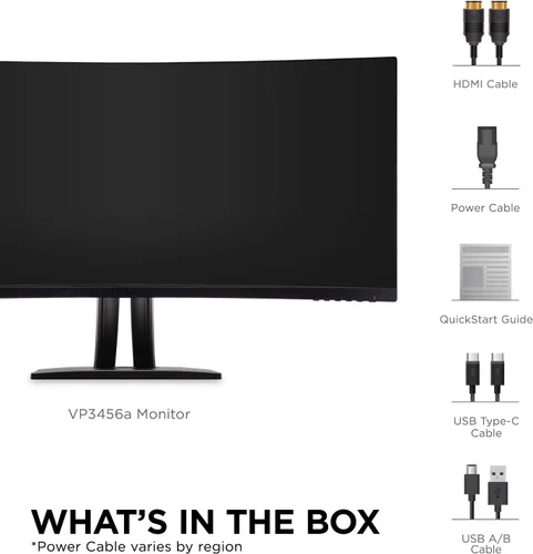 Vista 7 de ViewSonic VP3456A Monitor ColorPro ultraancho de 34 pulgadas 1440p, pantalla curvada con 100% sRGB y Pantone validado para diseño gráfico
