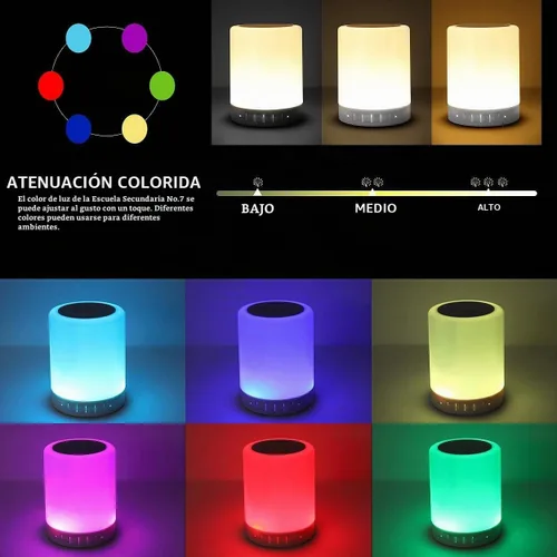 Vista 4 de Lámpara de Mesita de Noche Táctil - con Altavoz Bluetooth, Luz Nocturna de Color Regulable, Lámpara de Mesa para Exteriores con Control Táctil