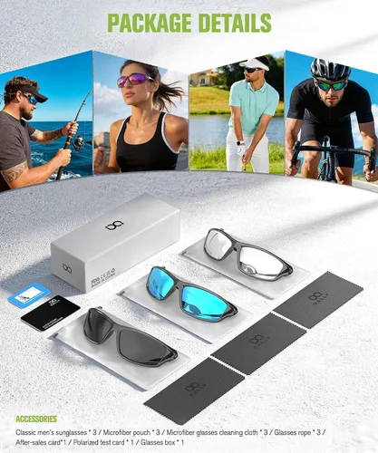 Vista 7 de Gafas de sol polarizadas para hombre, gafas de sol con protección UV400 para conducir, golf, pesca, correr