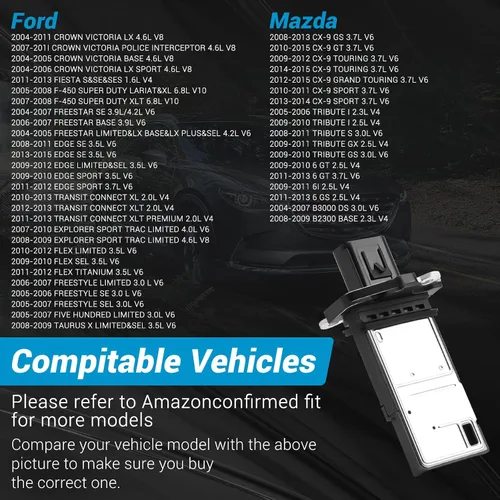 Vista 5 de Sensor de flujo de aire masivo 3L3A-12B579-BA, sensor MAF apto para Ford F150/F250/E150/E250/Crown