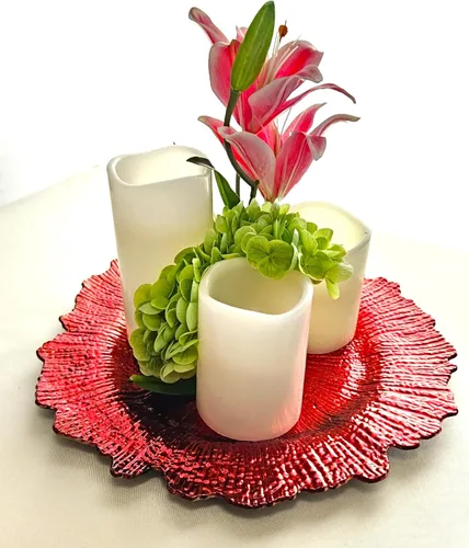 Vista 6 de OccasionS" - 20 cargadores redondos de plástico acrílico de 13 pulgadas, para decoración de cenas (coral en rojo)
