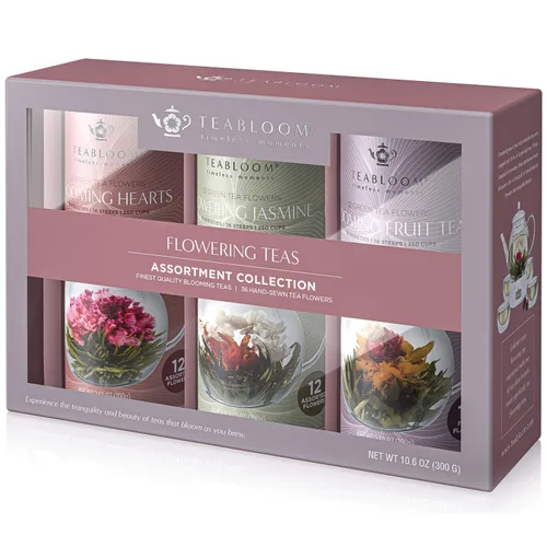 Vista 9 de Teabloom - Colección de té piramidal más fina del mundo, 24 variedades de tés orgánicos y kosher certificados por USDA - Té negro, té verde, té