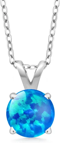 Vista 96 de Gem Stone King Collar con colgante solitario de plata de ley 925 de 0.236 in con piedra natal redonda Collar de 4 puntas para mujer Con cadena