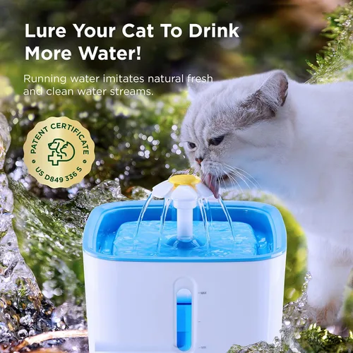 Vista 3 de Ciays - Fuente de agua para gatos, fuente de agua automática para mascotas, dispensador de agua para perros de 84 onzas/2.5 L con 3 filtros