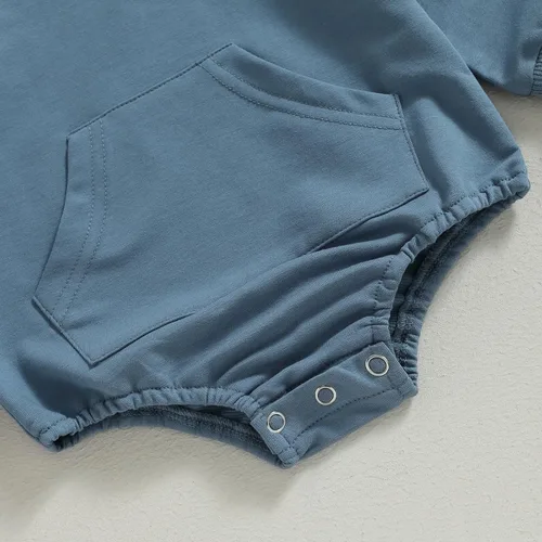 Vista 20 de Mameluco de manga larga con bloques de color para bebé, niño, niña, con bolsillo, cuello redondo, sudadera básica para otoño e invierno