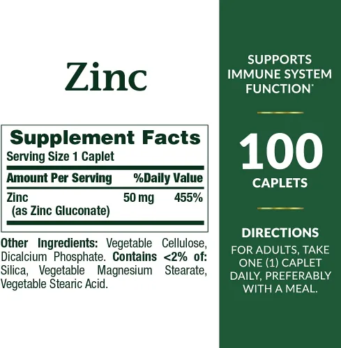 Vista 2 de Nature's Bounty Cápsulas de zinc de 50 mg, sin sabor, 100 unidades, paquete de 2