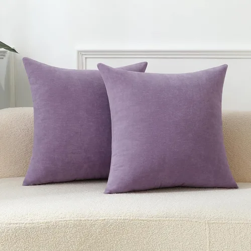 Vista 8 de Juego de 2 fundas de almohada decorativas de pana burdeos suaves y acogedoras, fundas de cojín cuadradas de chenilla para sofá, decoración de sala