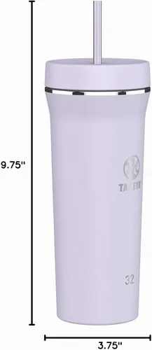 Vista 6 de Takeya 32 oz Stainless Steel Insulated Tumbler with Straw Lid, Premium Quality, Sweatproof Campo de lavanda