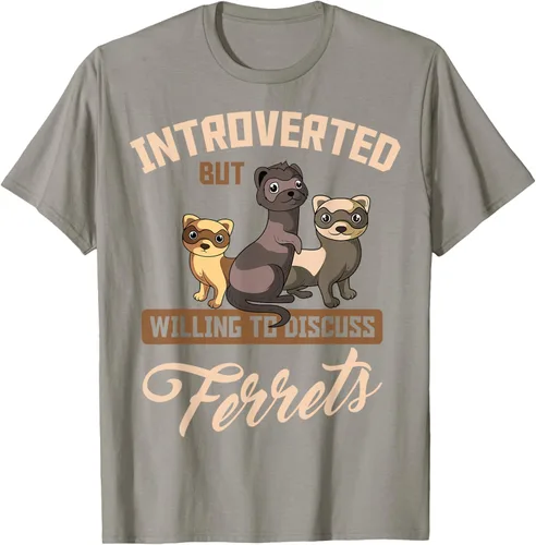 Vista 26 de Camiseta para amantes de los animales de los hurones, Negro, S