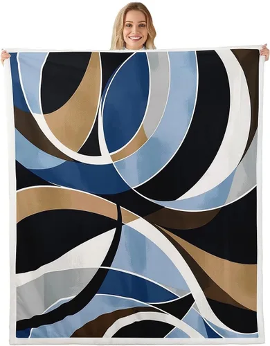 Vista 21 de Erosebridal Black Blue Triangles Square Fleece Throw Blanket 40"x50" - Ultra-Soft for Couch Sofa Bed,3D Geometric Pattern Sherpa Blanket,Abstract