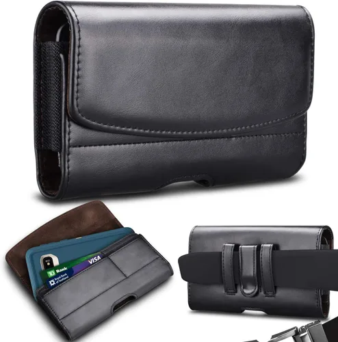 Vista 8 de Funda para teléfono con clip para cinturón, bolsa de transporte de PU de alta calidad con soporte para tarjetas de bloqueo RFID, funda magnética