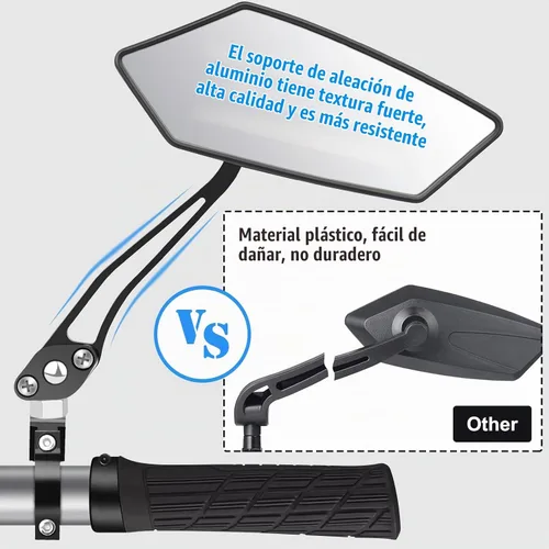 Vista 5 de Diyife Espejo de Bicicleta, Espejo Retrovisor de Manillar de Gran Ángulo HD, Accesorios de Espejo Retrovisor Ajustable de 360° Resistente a