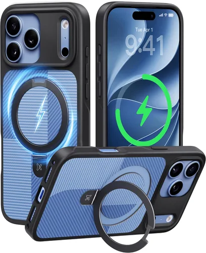 Vista 39 de CASEKOO - Funda diseñada para iPhone 14 Pro con soporte magnético invisible [protección contra caídas de grado militar] [compatible con MagSafe]