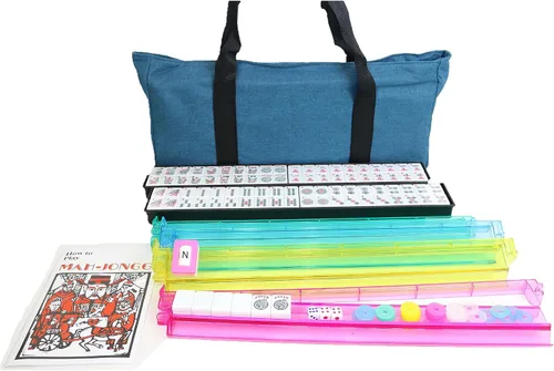 Vista 5 de American Mahjong Set 166 Tiles 4 All in One Empujador Rack Combo (caja de aluminio)