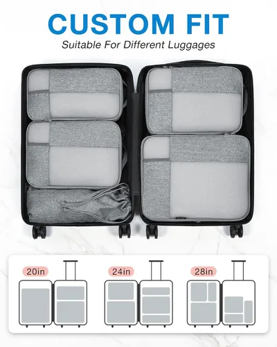 Vista 10 de BAGSMART Juego de 6 cubos de embalaje de compresión para maletas, cubos de viaje de compresión y organizador de maletas para empacar con bolsa
