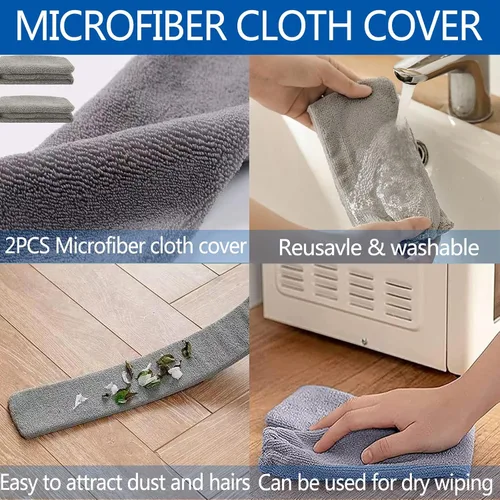 Vista 6 de Limpiador de polvo de microfibra, artefacto de limpieza de polvo de huecos con poste de extensión y cabezal flexible, plumeros extensibles lavables