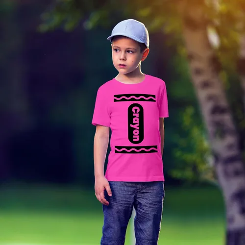 Vista 4 de Camiseta unisex de disfraces de Halloween de crayón para niños y niñas Idea de camisetas gráficas divertidas y geniales