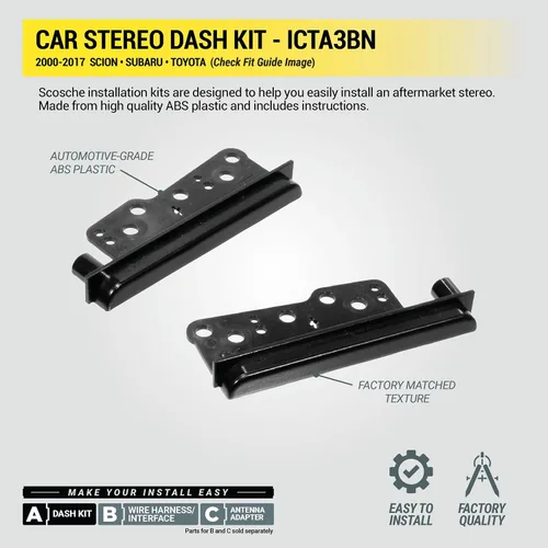 Vista 5 de Scosche ICTA3BN - Kit de instalación de radio doble DIN y arnés compatible con vehículos seleccionados Scion, Subaru y Toyota 2000-2017, kit