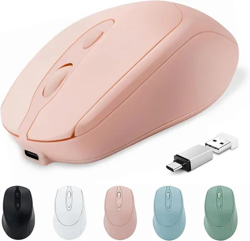 Vista 8 de Ratón inalámbrico Bluetooth USBC para Mac Book Pro/portátil/computadora, ratón inalámbrico silencioso recargable compatible con MacBook