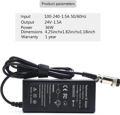 Vista 8 de Cargador de batería para ciclomotor de 24 V compatible con Razor E100 E200 E200S E175 E300 E300S E125 E150 E500 PR200 E225S E325S MX350 MX400 Dirt