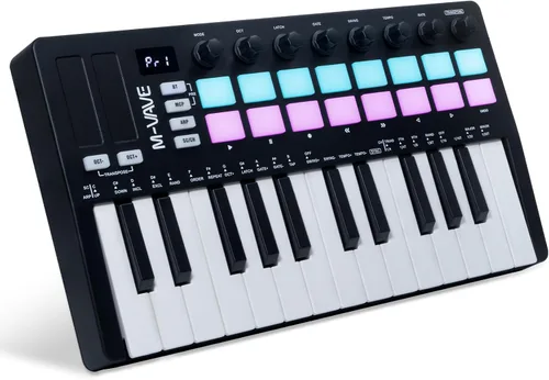 Vista 13 de M-VAVE 25 Teclas 16 Almohadillas de Batería Retroiluminadas Teclado MIDI – Creador de Ritmos Profesional y Keytar para Producción Musical de Teclado