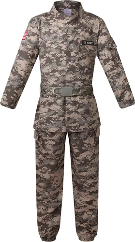 Vista 2 de yolsun Disfraz de soldado de combate de camuflaje para niños de lujo