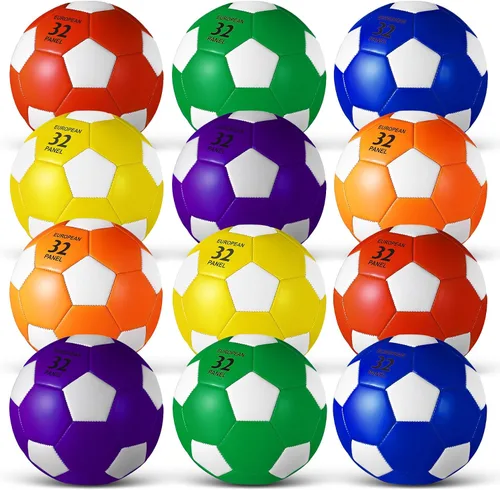 Vista 7 de Libima 12 pelotas de fútbol con inflador, tamaño oficial 3/4/5, pelota de fútbol a granel para niños y adultos, escuela, entrenamiento deportivo