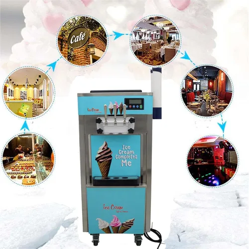 Vista 6 de Máquina comercial de helado de 3 cabezales 20-30L/H Máquina de servicio suave con tolvas dobles de 6L Limpieza automática Congelador de helado