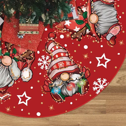 Vista 10 de Falda de árbol de Navidad, falda de árbol de Navidad, gnomos con purpurina, copo de nieve, falda de árbol de invierno de 36 pulgadas para decoración