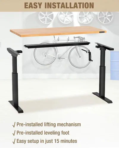 Vista 3 de WORKPRO Banco de trabajo ajustable con manivela, mesa de trabajo de madera de goma de 47.2 x 23.6 pulgadas, capacidad de carga de 300 libras