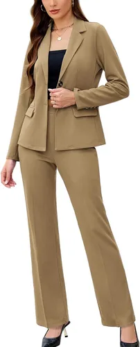 Vista 16 de Women's 2 Piece Suits Business Casual Outfits Long Sleeve Solid Pantsuits Professional Office Work Sets