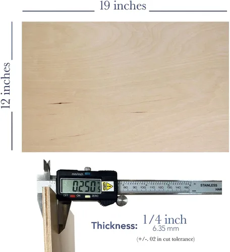 Vista 3 de Paquete de 10 Madera contrachapada de abedul báltico prémium de 0.236 in y 1/4 de pulgada, 12 x 19 pulgadas, lista para Glowforge, grado Paquete