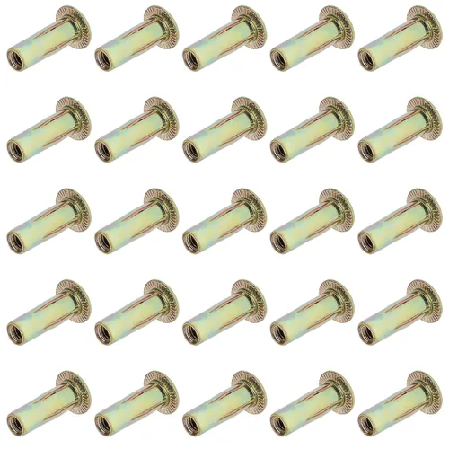 Vista 10 de 25 piezas de tuercas de remache de agarre múltiple de acero con vástago precurvado y acabado de zinc, tuercas de inserción roscadas de cabeza plana