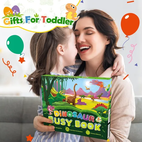 Vista 7 de MDINGTD Juguetes de dinosaurio para niños de 3 a 5 años, mi libro ocupado preescolar, juguetes Montessori para niños de 3, 4, 5, 6, 7 años, niños