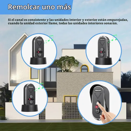 Vista 6 de PANDAR - Sistema de intercomunicación inalámbrico, timbre de largo alcance inalámbrico hasta 6,561.7 ft, timbre inalámbrico con intercomunicador