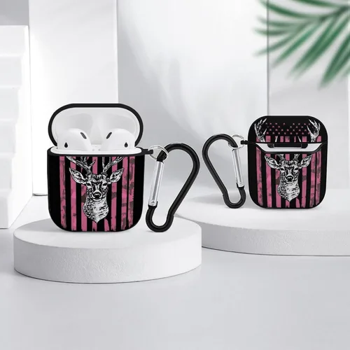 Vista 4 de Funda para Apple AirPod 2 y 1 TPU suave compatible con AirPod 2 y 7 con diseño de bandera estadounidense Pattern1081
