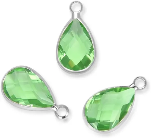 Vista 14 de Adabele Colgante de piedra natal de grado A, gota de 0.433 in, 0.551 in y 0.630 in, chapado en plata de ley para aretes personalizados, pulseras