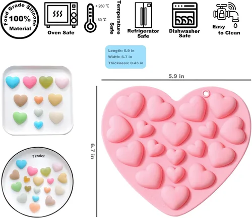 Vista 5 de Molde de silicona Chocoalte para el día de San Valentín, 2 formas diferentes, para decoración de pasteles, pequeña herramienta de arcilla de jabón
