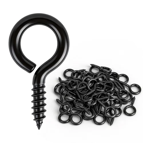 Vista 9 de Aovchei - 150 tornillos de ojo de acero inoxidable 304 de 0.59 pulgadas, ganchos de tornillo Rust-Resistant Self Tapping Eyelet Bolts for Wood