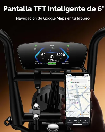 Vista 5 de ECOROAD CT1 Peak 1500W Scooter eléctrico con asiento, batería LFP 720Wh Verde