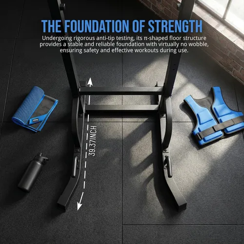 Vista 9 de BARWING Power Tower - Estación de barra de dominadas de altura ajustable para gimnasio en casa, equipo de entrenamiento de fuerza, 550 libras