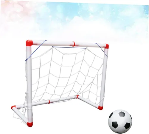 Vista 3 de Mini portería de fútbol con fútbol e inflador, red deportiva plegable para interiores para puerta de fútbol portátil resistente a la intemperie