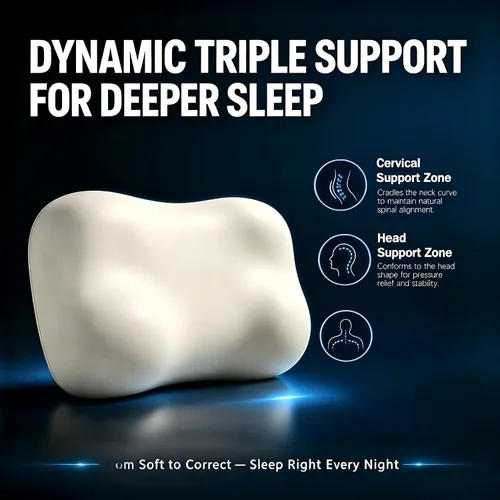 Vista 3 de Almohada cervical para aliviar el dolor de cuello, almohada ergonómica para dormir de lado y dormir profundo Blanco