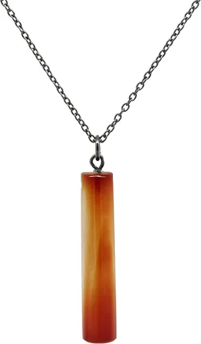 Vista 2 de Gempires - Collar con colgante de corazón natural y barra con cordón adicional, joyería hecha a mano, cadena ajustable de 18 + 2 pulgadas