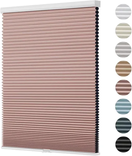 Vista 22 de Changshade - Persianas personalizadas de panal opacas sin cordones para ventanas interiores, persianas de panal para habitación con oscurecimiento