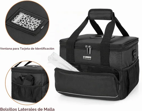 Vista 4 de Trunab - Portabebidas para 6 tazas, bolsa de mano aislada, color negro