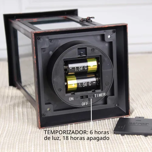 Vista 3 de WRalwaysLX Linterna Decorativa de 15 pulgadas de alto que se Abre como Puerta con Luz de Vela LED sin Llama, Linterna LED